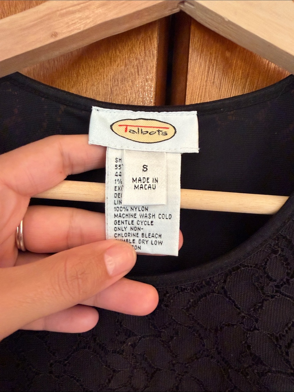 Talbots Black Lace Short Sleeve Tee - Picture 2 of 3